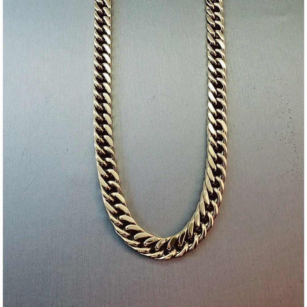 Gentlemen's Classics Heavy 10MM Curb Chain Necklace Gold IP Stainless Steel 24" - Picture 2 of 4